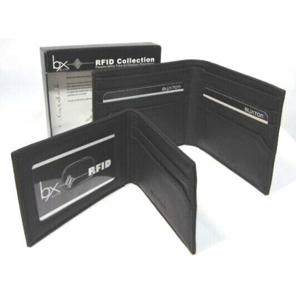 Mens CONVERTIBLE BILLFOLD + PASSCASE WALLET Buxton Black Faux Leather RFID NEW - Picture 11 of 11